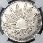 1833-Mo MJ NGC MS 62 Mexico City 8 Reales Rare Silver Coin POP 2/5 (24070102C)