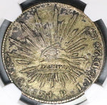 1834-Go NGC AU Mexico 8 Reales Guanajuato Mint Cap Rays Silver Coin (24082301C)