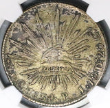 1834-Go NGC AU Mexico 8 Reales Guanajuato Mint Cap Rays Silver Coin (24082301C)