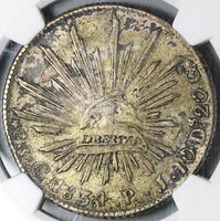 1834-Go NGC AU Mexico 8 Reales Guanajuato Mint Cap Rays Silver Coin (24082301C)