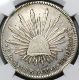 1834-Mo NGC VF Mexico 8 Reales Cap Rays Scarce Silver Coin (24040602C)