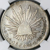 1834-Mo NGC VF Mexico 8 Reales Cap Rays Scarce Silver Coin (24040602C)