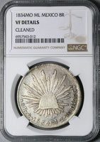 1834-Mo NGC VF Mexico 8 Reales Cap Rays Scarce Silver Coin (24040602C)