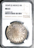 1834-Pi NGC MS 63 Mexico 8 Reales Potosi Mint Rare Silver Coin (25111901D)