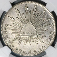 1836-Pi NGC MS 61 Mexico Silver 8 Reales Potosi Mint Scarce Coin (24032501C)