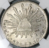 1836-Pi NGC MS 61 Mexico Silver 8 Reales Potosi Mint Scarce 8Rs Coin (24032501C)