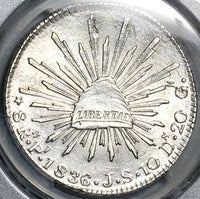 1836-Pi PCGS UNC Mexico 8 Reales Potosi Mint Scarce 8Rs Silver Coin (25032702C)