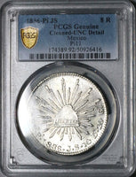 1836-Pi PCGS UNC Mexico 8 Reales Potosi Mint Scarce 8Rs Silver Coin (25032702C)
