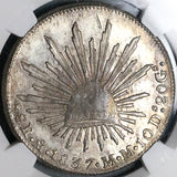 1837/6-Mo NGC AU Mexico 8 Reales Cap Rays Rare Overdate Silver Coin (24052501C)
