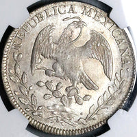 1837/6-Mo NGC AU Mexico 8 Reales Cap Rays Rare Overdate Silver Coin (24052501C)