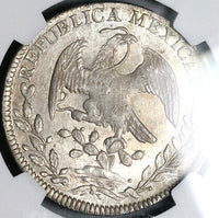 1837/6-Mo NGC AU Mexico 8 Reales Cap Rays Rare Overdate Silver Coin (24052501C)