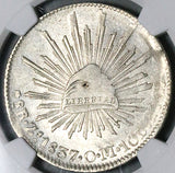 1837-Zs NGC AU 58 Mexico 8 Reales Zacatecas Scarce Cap Rays Silver Coin (25101901D)