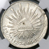 1837-Zs NGC AU 58 Mexico 8 Reales Zacatecas Scarce Cap Rays Silver Coin (25101901D)