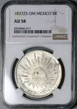 1837-Zs NGC AU 58 Mexico 8 Reales Zacatecas Scarce Cap Rays Silver Coin (25101901D)