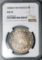 1838-Do NGC AU 53 Mexico 8 Reales Durango Mint Cap Rays Scarce Silver Coin (23091102C)