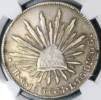 1838-Mo NGC XF Mexico 8 Reales Cap Rays Scarce Silver Coin (24052502C)