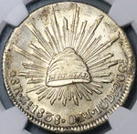 1838-Zs NGC UNC Mexico 8 Reales Zacatecas Mint Cap Rays Silver Coin (23111602C)