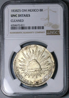 1838-Zs NGC UNC Mexico 8 Reales Zacatecas Mint Cap Rays Silver Coin (23111602C)