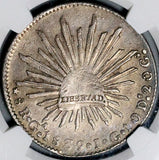 1838-Ga JG NGC AU 53 Mexico 8 Reales Guadalajara Cap Rays Rare Silver Coin (26032903D)