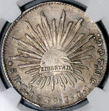 1838-Ga JG NGC AU 53 Mexico 8 Reales Guadalajara Cap Rays Rare Silver Coin (26032903D)