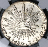 1839-Go NGC AU 58 Mexico 8 Reales Guanajuato Die Clash Error Coin (23120402C)