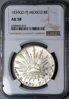 1839-Go NGC AU 58 Mexico 8 Reales Guanajuato Die Clash Error Coin (23120402C)