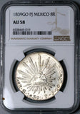 1839-Go NGC AU 58 Mexico 8 Reales Guanajuato Die Clash Error Coin (23120402C)