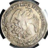 1839-Mo NGC AU 58 Mexico 8 Reales City Mint Scarce Cap Rays Silver Coin (25091401D)