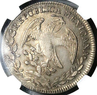 1839-Mo NGC AU 58 Mexico 8 Reales City Mint Scarce Cap Rays Silver Coin (25091401D)