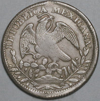 1839-Zs Mexico 8 Reales Zacatecas Mint VF+ Cap Rays Silver Coin (24070402R)