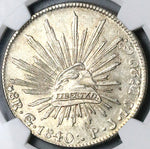 1840/30-Go NGC MS 62 Mexico 8 Reales Guanajuato Overdate Cap Rays Silver Coin (24061502C)
