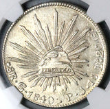 1840/30-Go NGC MS 62 Mexico 8 Reales Guanajuato Overdate Cap Rays Silver Coin (24061502C)