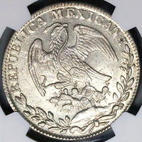 1840/30-Go NGC MS 62 Mexico 8 Reales Guanajuato Overdate Cap Rays Silver Coin (24061502C)