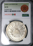 1840-Zs NGC AU 50 Mexico 8 Reales Zacatecas Cap Rays Silver Coin (24032901C)