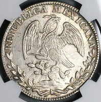 1842-Go PM NGC MS 62 Mexico 8 Reales Guanajuato Cap Rays Silver Coin (23062701D)