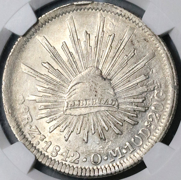 1842-Zs NGC AU Mexico 8 Reales Zacatecas Eagle 1841 Rare Silver Coin (23041601D)