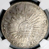 1843-Ca NGC AU 58 Mexico 8 Reales Chihuahua Mint Rare Silver Coin (26102601C)