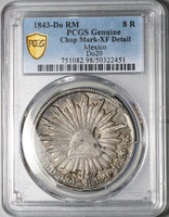 1843-Do PCGS XF Mexico 8 Reales Durango Chopmarks Rare Silver Coin (25043001C)