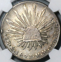 1843-Mo NGC XF Mexico 8 Reales Cap Rays Silver Coin (24040701C)