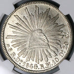 1844/35-Do NGC AU Mexico 8 Reales Durango Rare Overdate Silver Coin (24080701C)