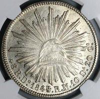 1844/35-Do NGC AU Mexico 8 Reales Durango Rare Overdate Silver Coin (24080701C)