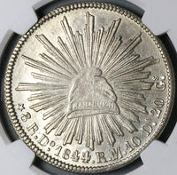 1844/35-Do NGC AU Mexico 8 Reales Durango Rare Overdate Silver Coin (24080701C)