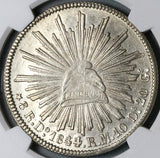1844/35-Do NGC AU Mexico 8 Reales Durango Rare Overdate Silver Coin (24080701C)