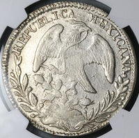 1844/35-Do NGC AU Mexico 8 Reales Durango Rare Overdate Silver Coin (24080701C)