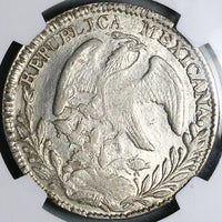 1844/35-Do NGC AU Mexico 8 Reales Durango Rare Overdate Silver Coin (24080701C)