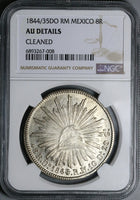 1844/35-Do NGC AU Mexico 8 Reales Durango Rare Overdate Silver Coin (24080701C)