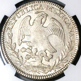 1844-Zs NGC AU 58 Mexico 8 Reales Zacatecas Cap Rays Silver Coin (24010604D)