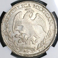 1844-Zs NGC AU 58 Mexico 8 Reales Zacatecas Cap Rays Silver Coin (24010604D)