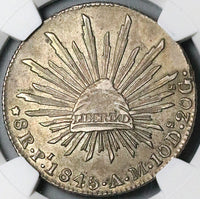 1845-Pi NGC XF 45 Mexico Silver 8 Reales Potosi Mint Scarce Coin (24040402C)