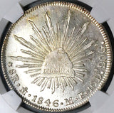 1846-Mo NGC MS 62 Mexico 8 Reales Near PL Cap Rays Mint State Silver Coin (24080101C)